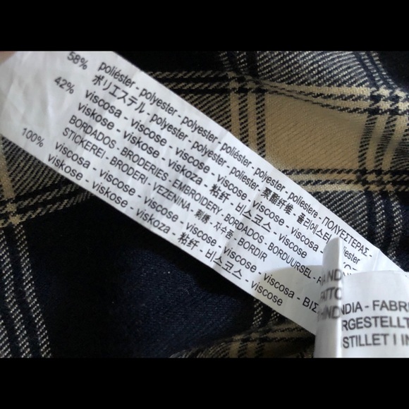 ZARA Embellished Long Sleeve Plaid Long Top Sz S - Picture 7 of 8